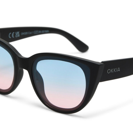 OKKIA LUNETTES DE SOLEIL SILVIA - MONTURE NOIR ET VERRES BLEU PINK - OK020 BK-BP