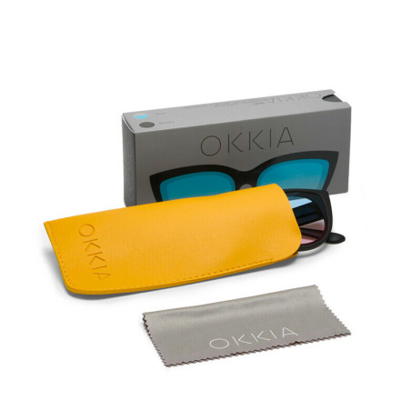 OKKIA LUNETTES DE SOLEIL SILVIA - MONTURE NOIR ET VERRES BLEU PINK - OK020 BK-BP