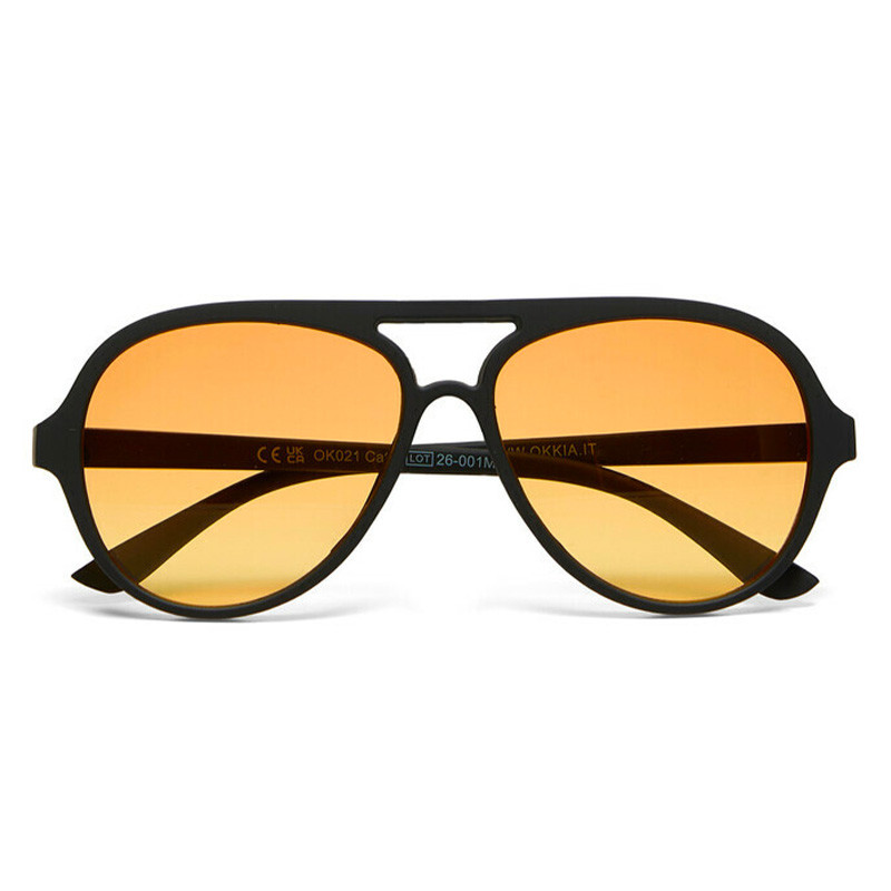 OKKIA - LUNETTES DE SOLEIL ALESSIO - MONTURE NOIR ET VERRES JAUNE - OK021-BK-YE