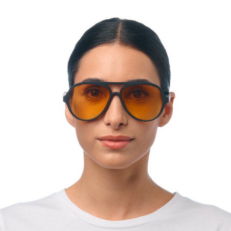 OKKIA - LUNETTES DE SOLEIL ALESSIO - MONTURE NOIR ET VERRES JAUNE - OK021-BK-YE