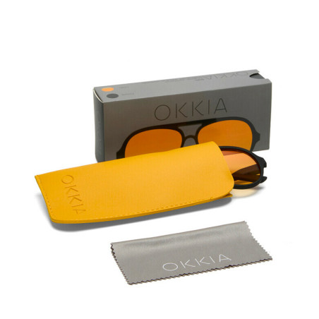 OKKIA - LUNETTES DE SOLEIL ALESSIO - MONTURE NOIR ET VERRES JAUNE - OK021-BK-YE