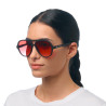 OKKIA - LUNETTES DE SOLEIL ALESSIO - MONTURE NOIR ET VERRES ROUGE - OK021-BK-RD
