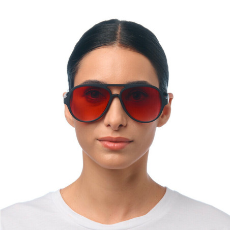 OKKIA - LUNETTES DE SOLEIL ALESSIO - MONTURE NOIR ET VERRES ROUGE - OK021-BK-RD