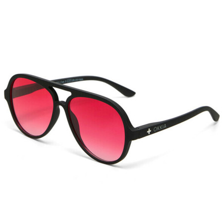 OKKIA - LUNETTES DE SOLEIL ALESSIO - MONTURE NOIR ET VERRES ROUGE - OK021-BK-RD