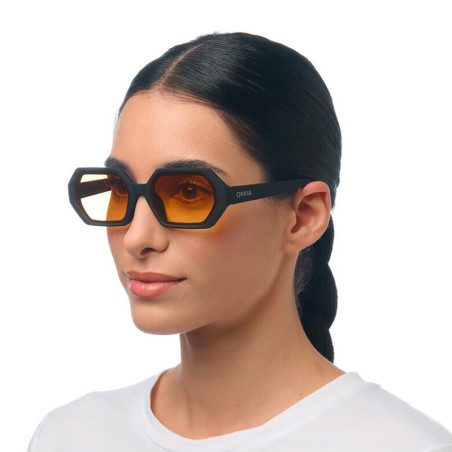 LUNETTES DE SOLEIL OKKIA ANDREA - MONTURES NOIR ET VERRES JAUNE- OK022-BK-YE