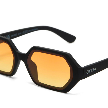 LUNETTES DE SOLEIL OKKIA ANDREA - MONTURES NOIR ET VERRES JAUNE- OK022-BK-YE