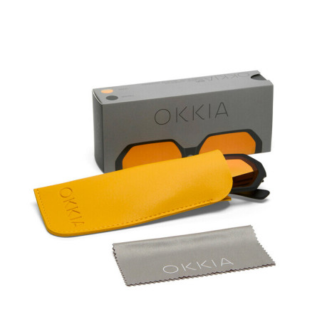 LUNETTES DE SOLEIL OKKIA ANDREA - MONTURES NOIR ET VERRES JAUNE- OK022-BK-YE