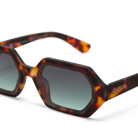LUNETTES DE SOLEIL OKKIA ANDREA - MONTURE HAVANA ET VERRES GREEN- OK022-CH-GR