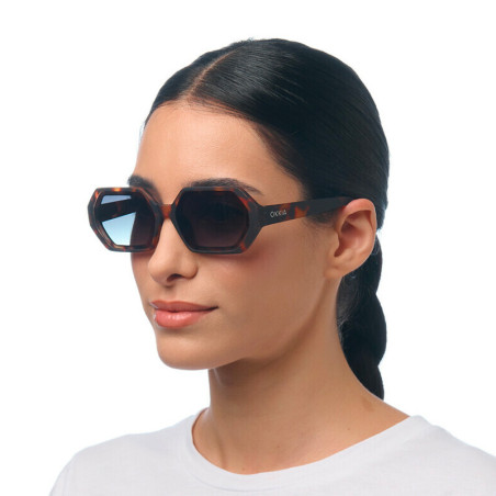 LUNETTES DE SOLEIL OKKIA ANDREA - MONTURE HAVANA ET VERRES GREEN- OK022-CH-GR