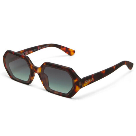 LUNETTES DE SOLEIL OKKIA ANDREA - MONTURE HAVANA ET VERRES GREEN- OK022-CH-GR