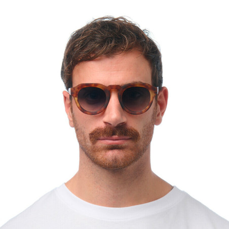 LUNETTES DE SOLEIL OKKIA ZENO - MONTURE RONDE SAHARA HAVANA ET VERRES GREEN - OK032-SH-GR