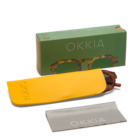 LUNETTES DE SOLEIL OKKIA ZENO - MONTURE RONDE SAHARA HAVANA ET VERRES GREEN - OK032-SH-GR