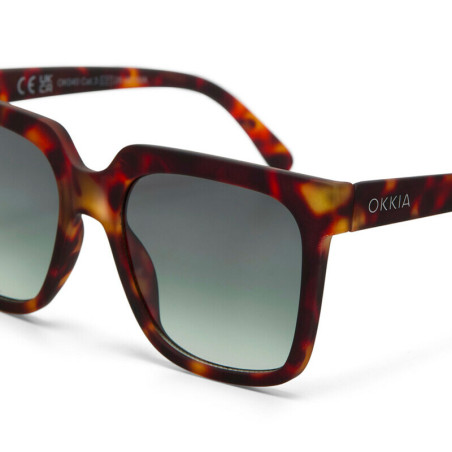 LUNETTES DE SOLEIL OKKIA ROMA - MONTURE COULEUR HAVANA ET VERRE GREEN - 0K040-CH-GR
