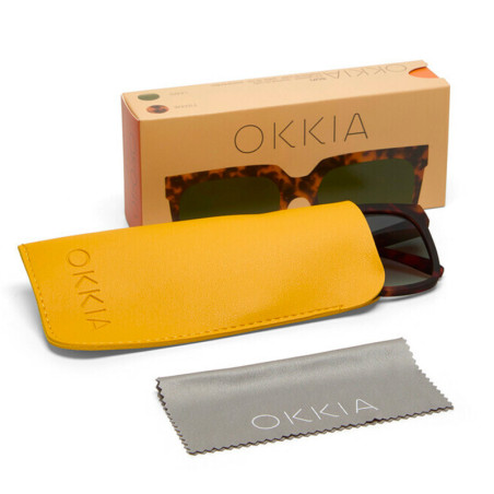 LUNETTES DE SOLEIL OKKIA ROMA - MONTURE COULEUR HAVANA ET VERRE GREEN - 0K040-CH-GR