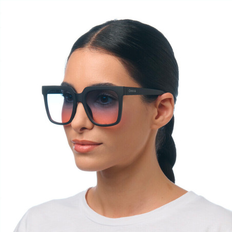 LUNETTES DE SOLEIL OKKIA ROMA - MONTURE COULEUR NOIR ET VERRE BLUE PINK - 0K040-BK-BP