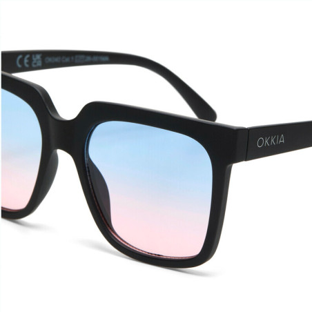 LUNETTES DE SOLEIL OKKIA ROMA - MONTURE COULEUR NOIR ET VERRE BLUE PINK - 0K040-BK-BP