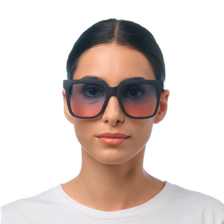 LUNETTES DE SOLEIL OKKIA ROMA - MONTURE COULEUR NOIR ET VERRE BLUE PINK - 0K040-BK-BP