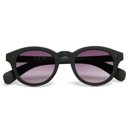 lunettes de soleil OKKIA Milano - Montures noir et ronde, verres noir - protection UV400 - OK048-BK