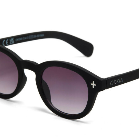 lunettes de soleil OKKIA Milano - Montures noir et ronde, verres noir - protection UV400 - OK048-BK