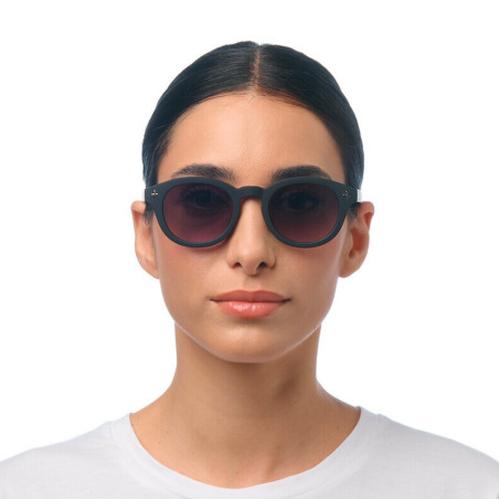 lunettes de soleil OKKIA Milano - Montures noir et ronde, verres noir - protection UV400 - OK048-BK