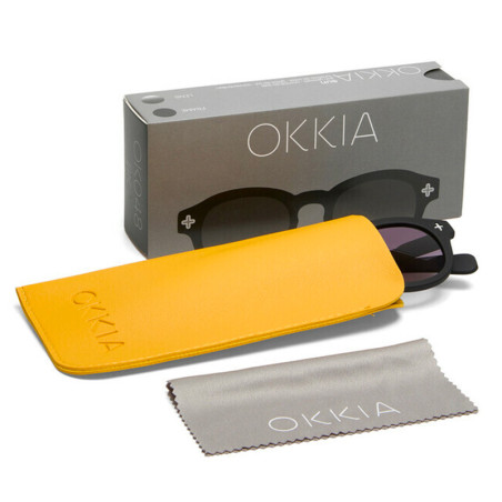 lunettes de soleil OKKIA Milano - Montures noir et ronde, verres noir - protection UV400 - OK048-BK