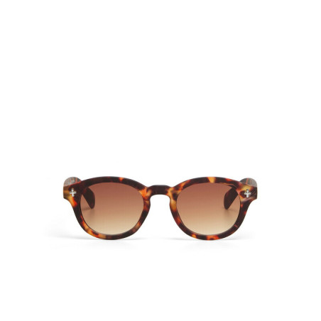 lunettes de soleil OKKIA Milano - Montures couleurs Havana, forme ronde, verres noir - protection UV400 - OK048-CH