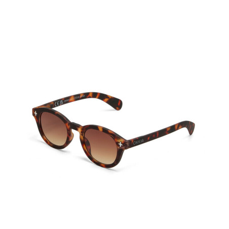 lunettes de soleil OKKIA Milano - Montures couleurs Havana, forme ronde, verres noir - protection UV400 - OK048-CH