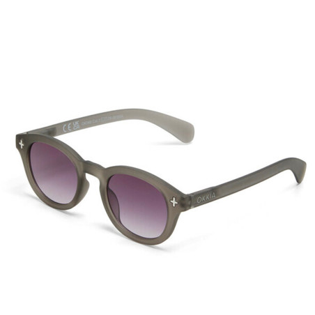 lunettes de soleil OKKIA Milano - Montures noir smoke, forme ronde, verres noir - protection UV400 - OK048-TSM