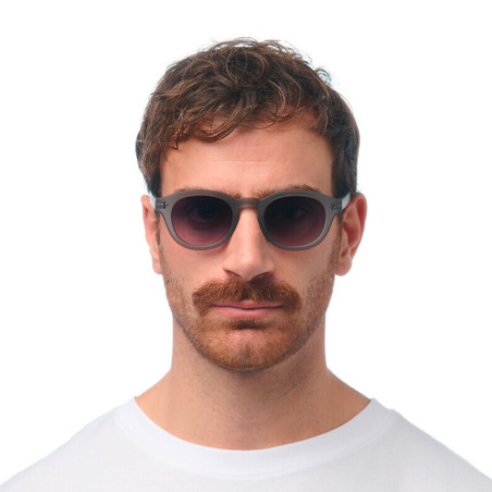 lunettes de soleil OKKIA Milano - Montures noir smoke, forme ronde, verres noir - protection UV400 - OK048-TSM