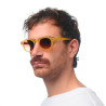 lunettes de soleil OKKIA Milano - Montures Jaune Giallo, forme ronde, verres marron - protection UV400 - OK048-TYE