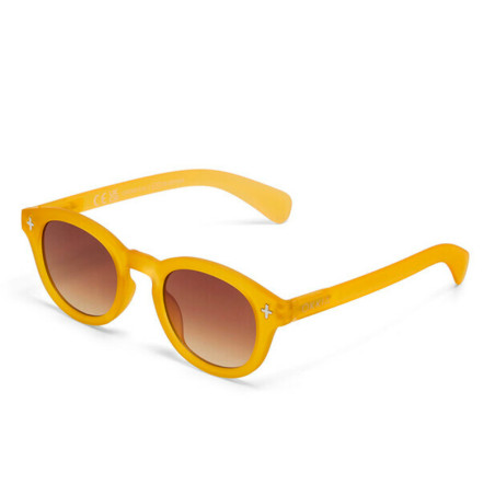 lunettes de soleil OKKIA Milano - Montures Jaune Giallo, forme ronde, verres marron - protection UV400 - OK048-TYE