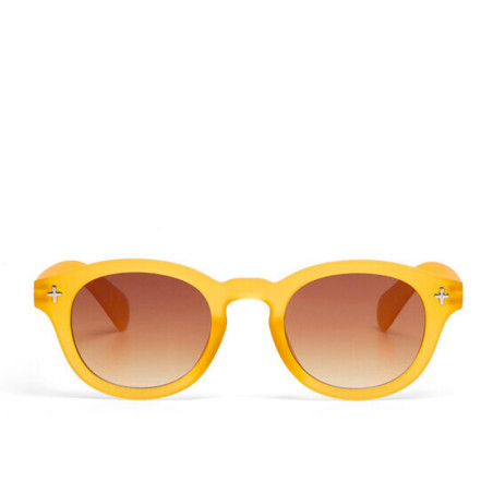 lunettes de soleil OKKIA Milano - Montures Jaune Giallo, forme ronde, verres marron - protection UV400 - OK048-TYE