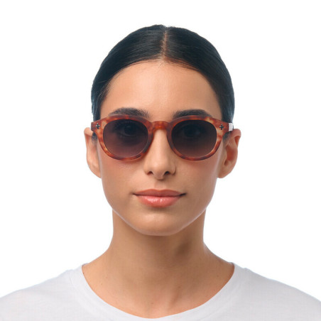 Lunettes de soleil OKKIA Milano - Montures Sahara Havana Giallo, forme ronde, verres Green - protection UV400 - OK048-TYE