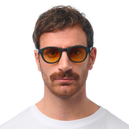 Lunettes de soleil OKKIA Milano - Montures Havana Black, forme ronde, verres Jaune - protection UV400 - OK048-B3H-YE