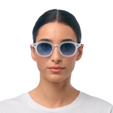 lunettes de soleil OKKIA Milano - Montures Transparent Clear, verres Glace Bleu, protection UV400 - OK048-TCL