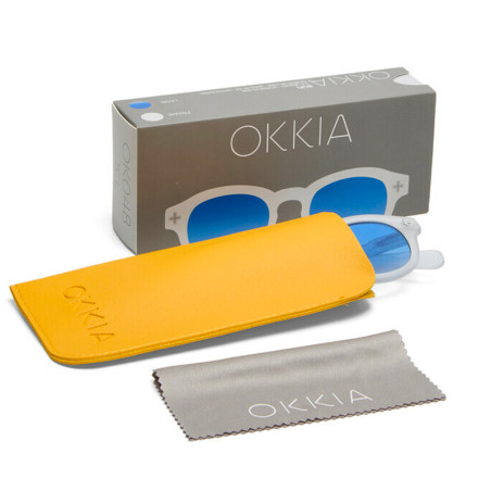lunettes de soleil OKKIA Milano - Montures Transparent Clear, verres Glace Bleu, protection UV400 - OK048-TCL