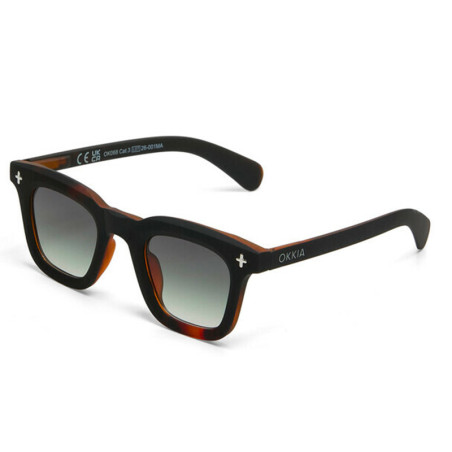 Lunettes de Soleil OKKIA Firenze - Monture Noir Havana et verres Green – Protection UV 400 | OK068-B3H-GR