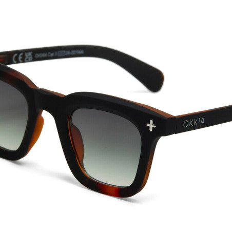 Lunettes de Soleil OKKIA Firenze - Monture Noir Havana et verres Green – Protection UV 400 | OK068-B3H-GR