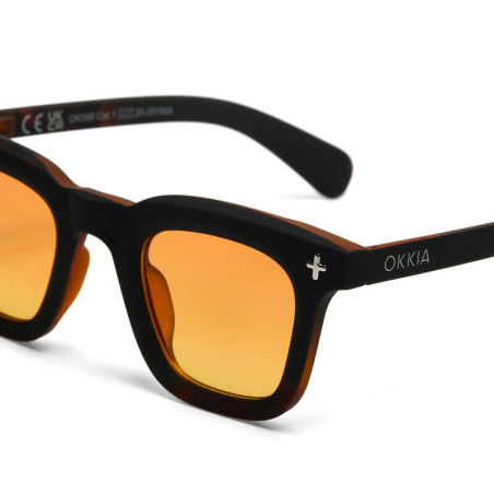 Lunettes de Soleil OKKIA Firenze - Monture Noir Havana et verres Jaune – Protection UV 400 | OK068-B3H-YE