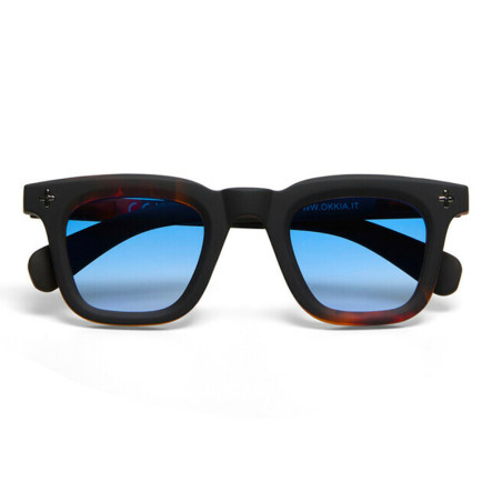 Lunettes de Soleil OKKIA Firenze - Monture Noir Havana et verres Bleu – Protection UV 400 | OK068-B3H-BL