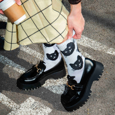 Chaussettes originales Eat My Socks motif Cat - Taille unique qui va du 36 au 46