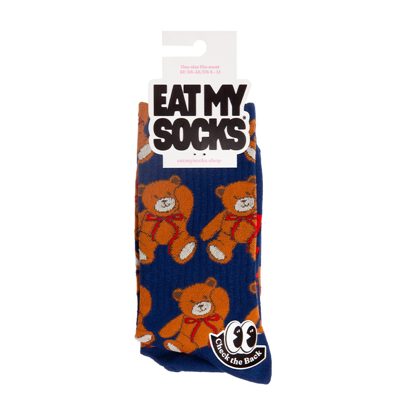 Chaussettes fantaisie Flat Socks motif Teaddy Bear - Taille unique qui va du 36 au 46