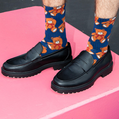 Chaussettes fantaisie Flat Socks motif Teaddy Bear - Taille unique qui va du 36 au 46