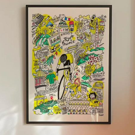 Tour de France 2026 - Affiche officielle - Parcours Doodle-Art