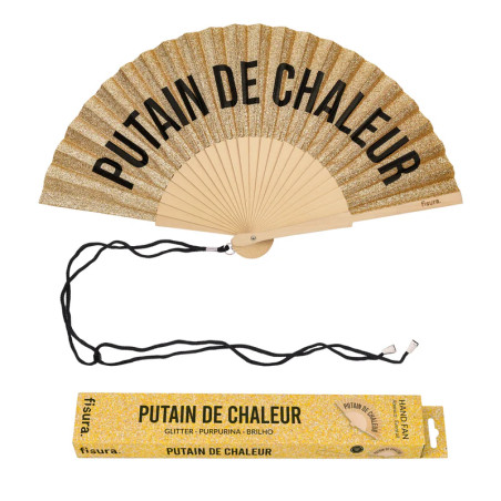 Éventail Fisura pailleté, PutaIn de Chaleur |accessoire tendance pour l'été et les festivals.