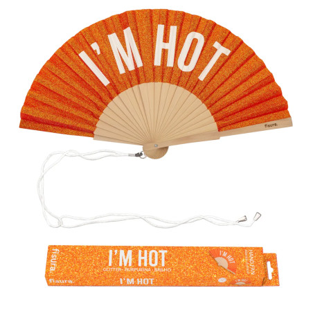 Éventail Fisura I'm Hot - Paillettes Brillante Rouge |accessoire tendance pour l'été et les festivals.