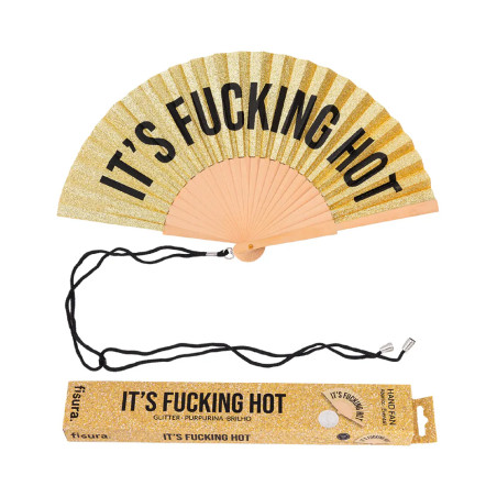 Eventail Fisura « IT'S FUCKING HOT » en palleittes dorées |  l'éventail culte des fortes températures