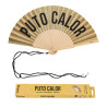 Éventail Fisura PUTO CALOR en paillettes dorées |accessoire tendance pour l'été et les festivals.