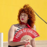 Éventail Fisura "PUTAIN DE CHALEUR - ROUGE" :  design original, parfait pour les vacances et événements estivaux.