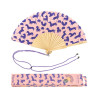 Éventail Fisura "CHIEN SAUCISSE - POURPRE", accessoire tendance pour l'été et les festivals.